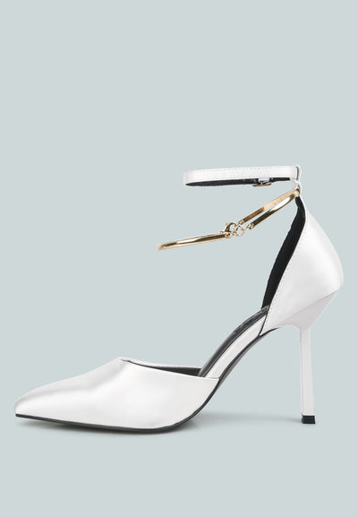 hobnob anklet embellishment stiletto sandals#color_white