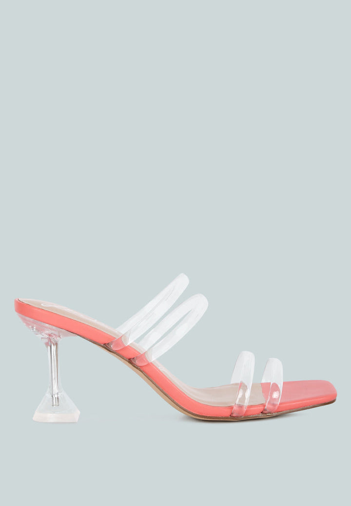 nightfall clear spool heel sandal by ruw#color_coral