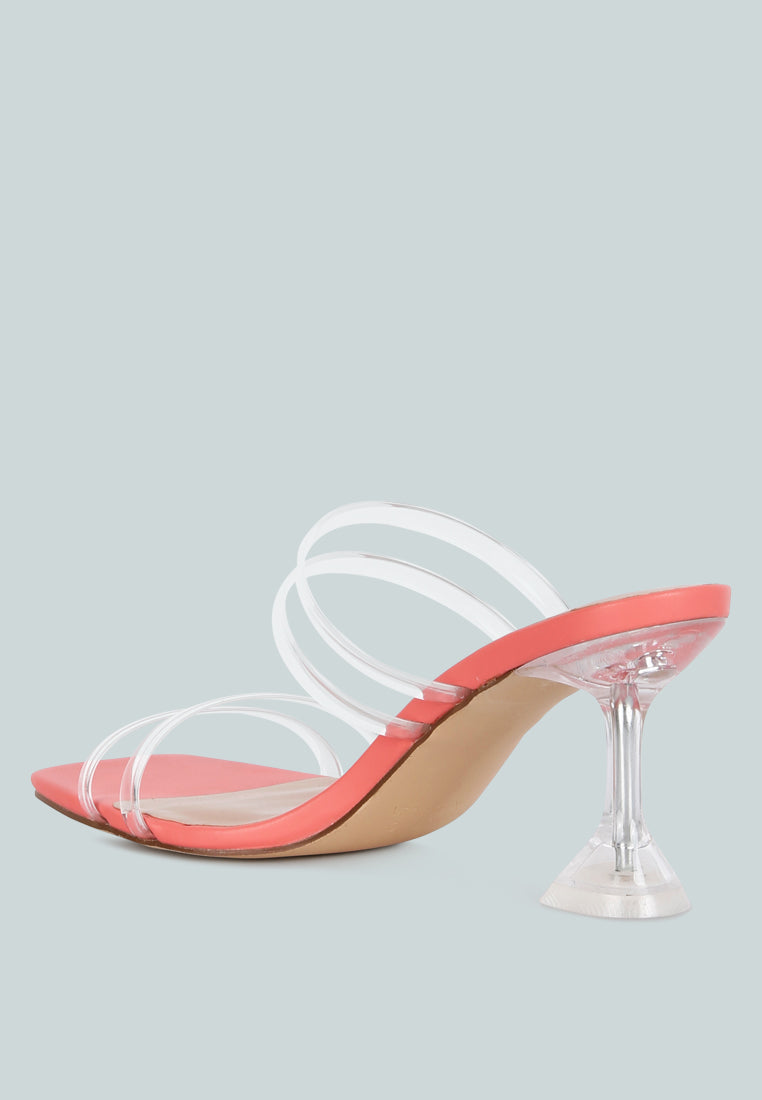 nightfall clear spool heel sandal by ruw#color_coral