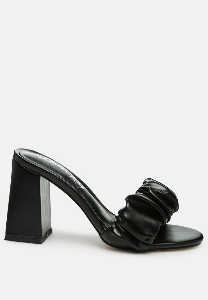 noie ruched strap block heel sandals by ruw#color_black