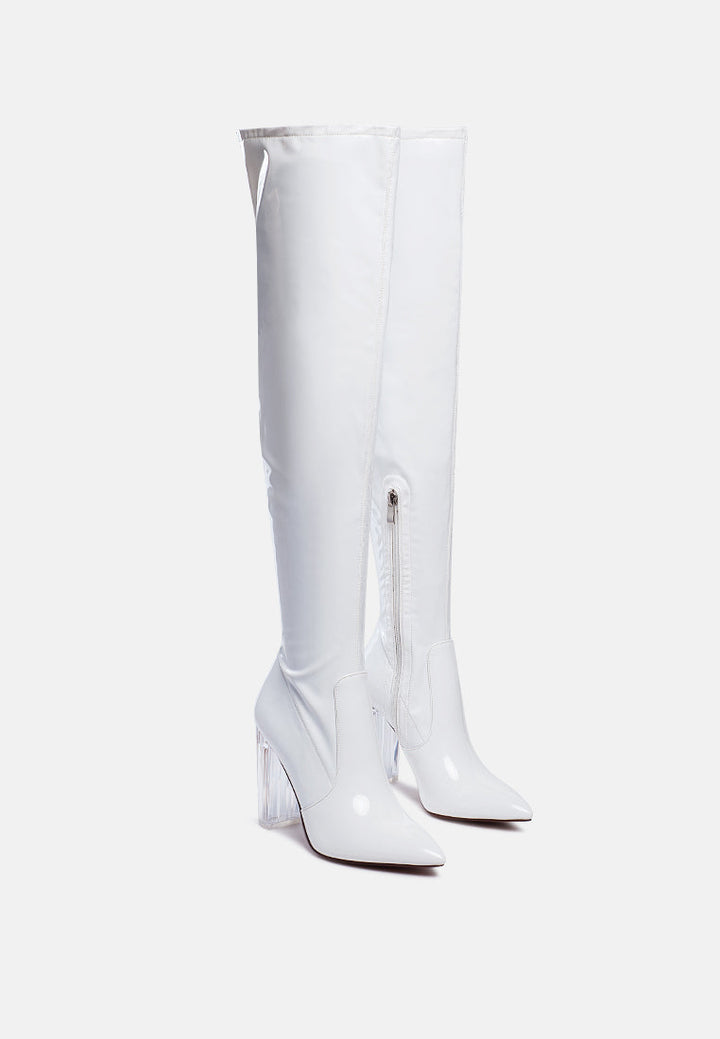 noire thigh high long boots in patent pu by ruw#color_white