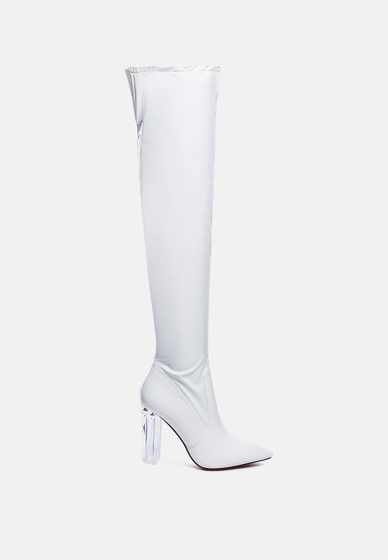 noire thigh high long boots in patent pu by ruw#color_white