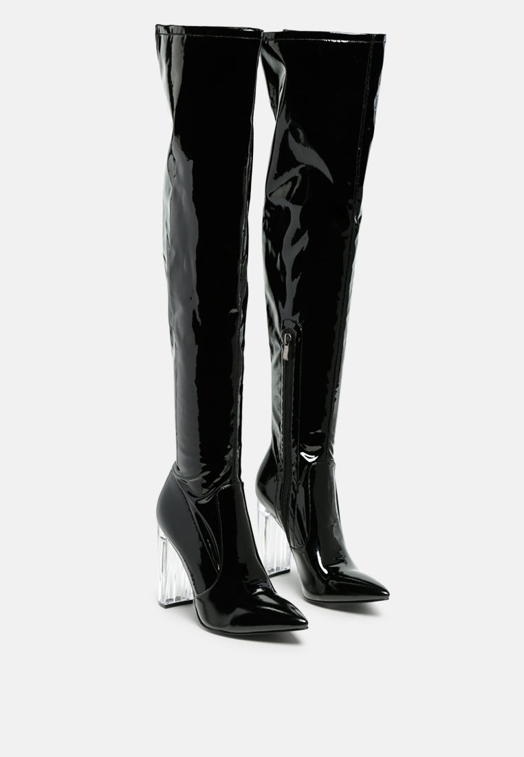 noire thigh high long boots in patent pu by ruw#color_black