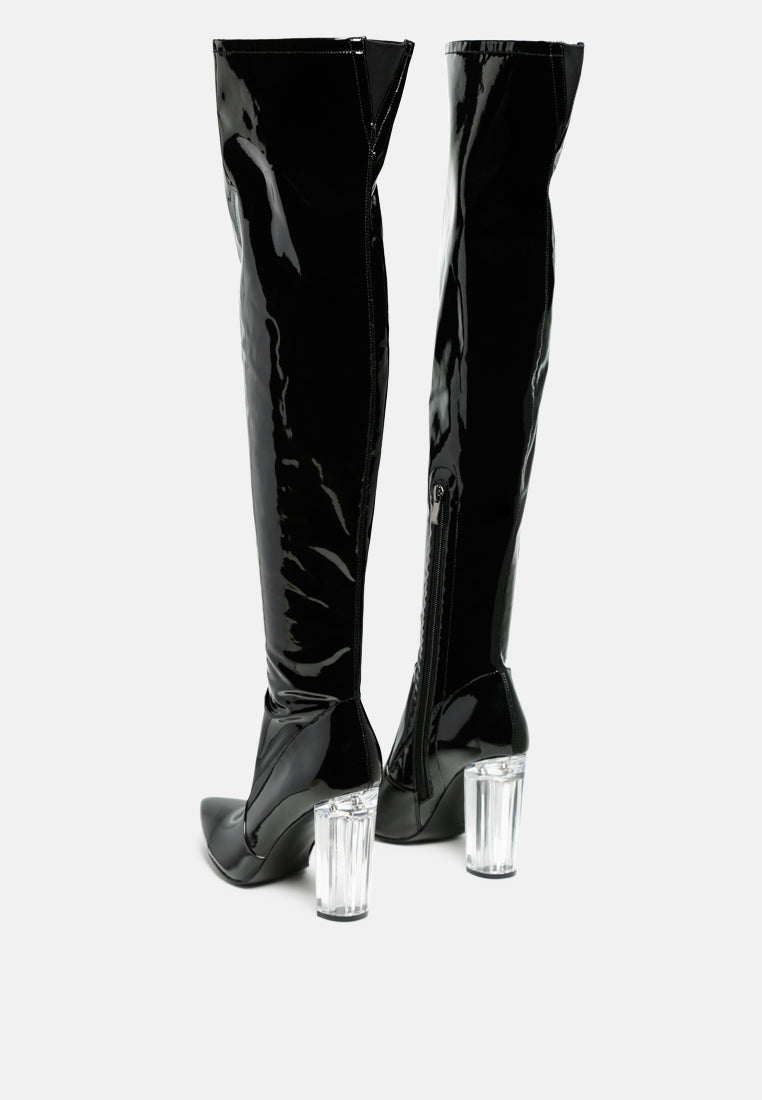 noire thigh high long boots in patent pu by ruw#color_black