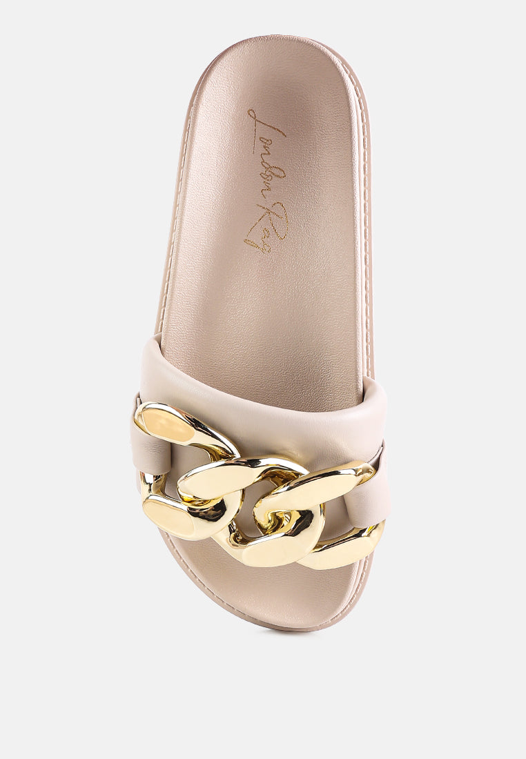 onyx metal chain slider flats by ruw#color_beige