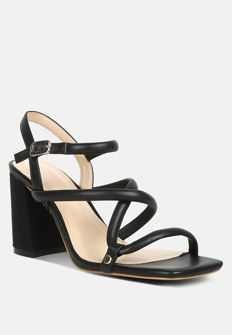 open square toe block heel sandals#color_black