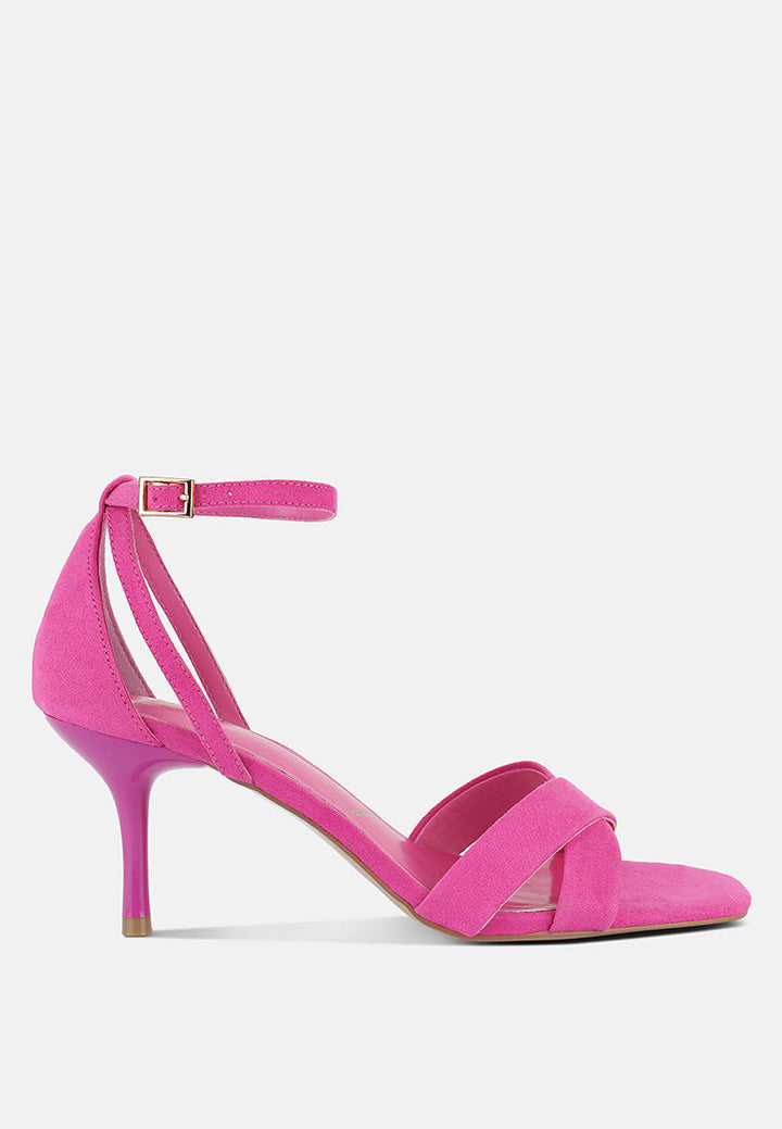 oraiku faux suede cross strap heels by ruw#color_pink