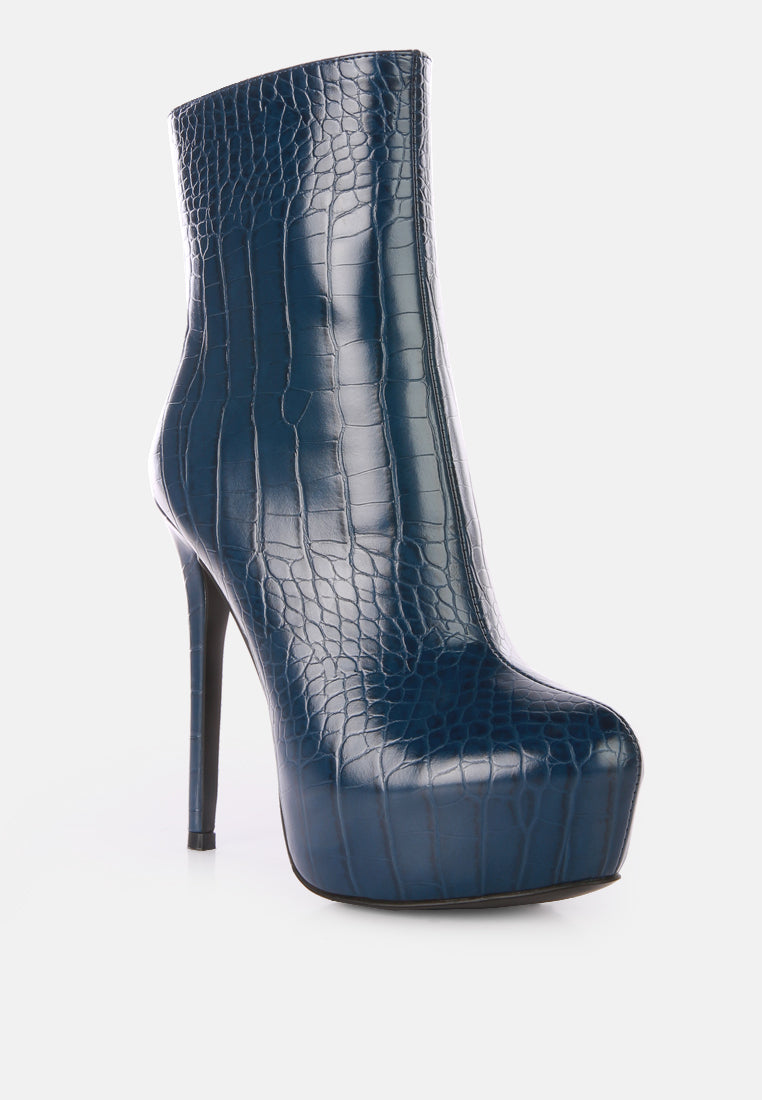 orion high heeled croc ankle boot by ruw#color_navy
