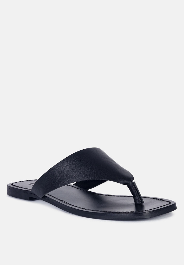 orofer soft leather luxury thong flats by ruw#color_black