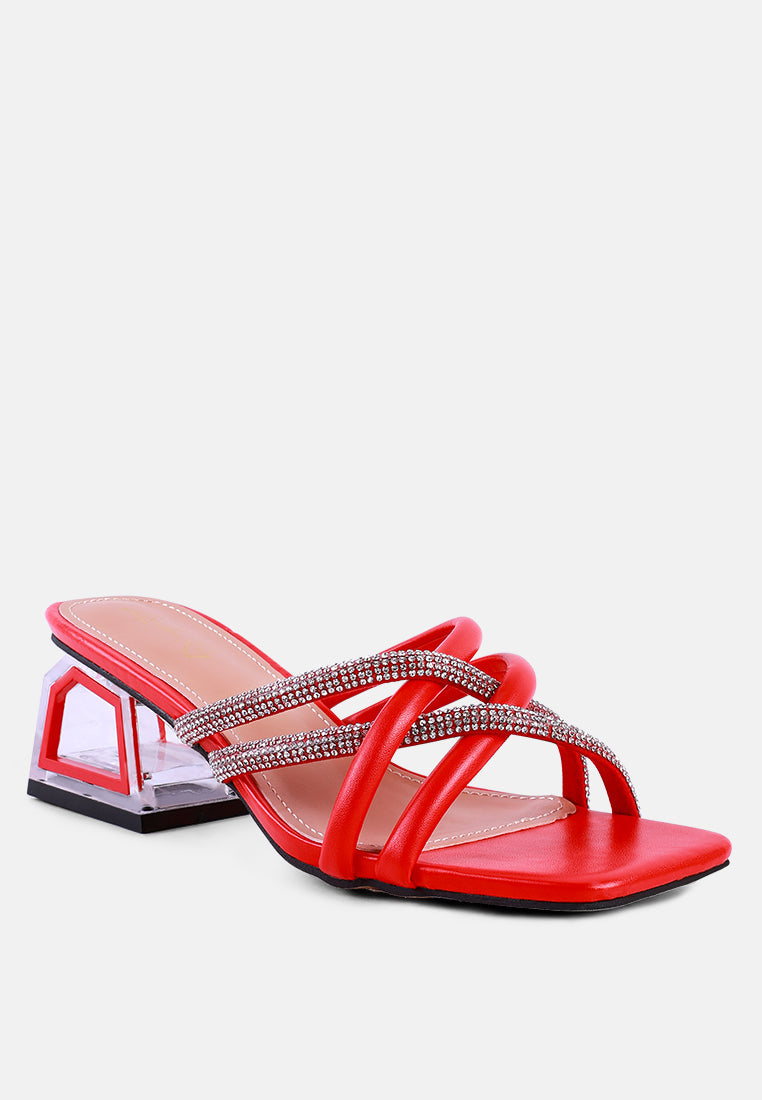 parisian cut rhinestone embellished strap sandals by ruw#color_red