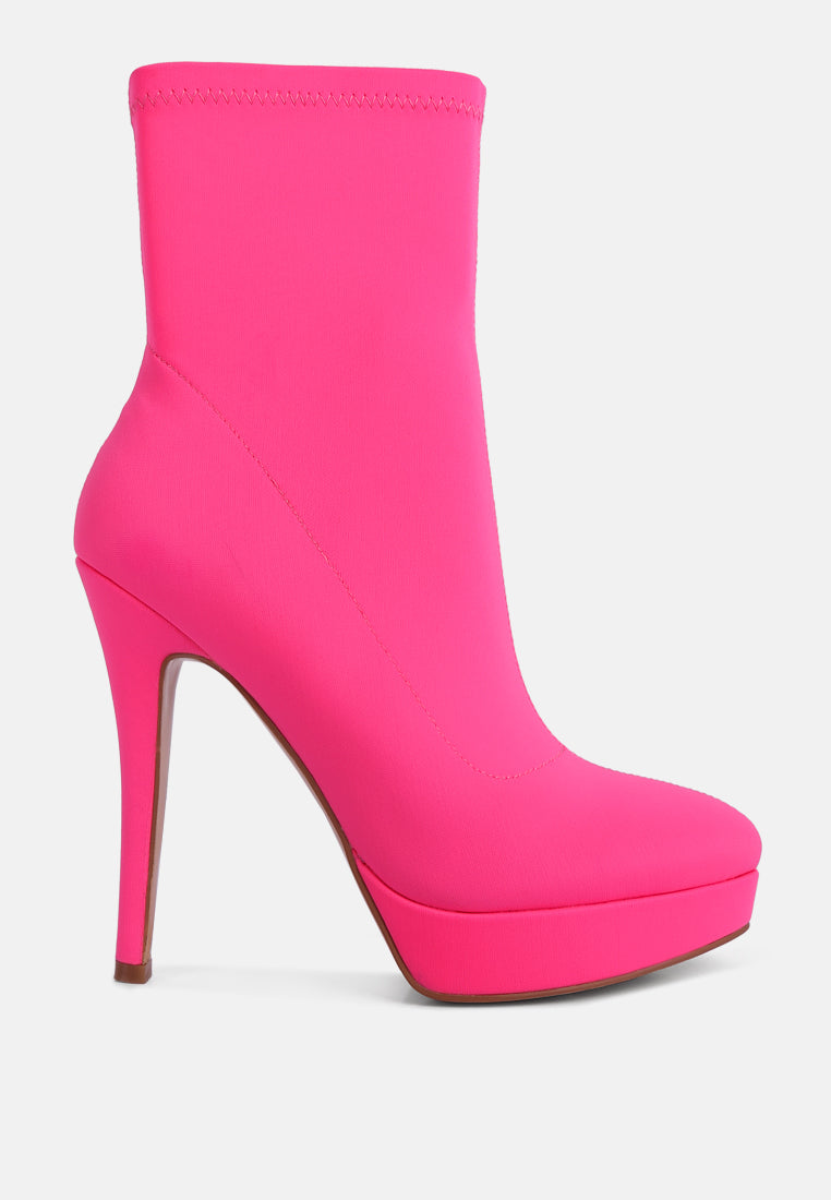 patotie lycra high heel ankle boots by ruw#color_pink