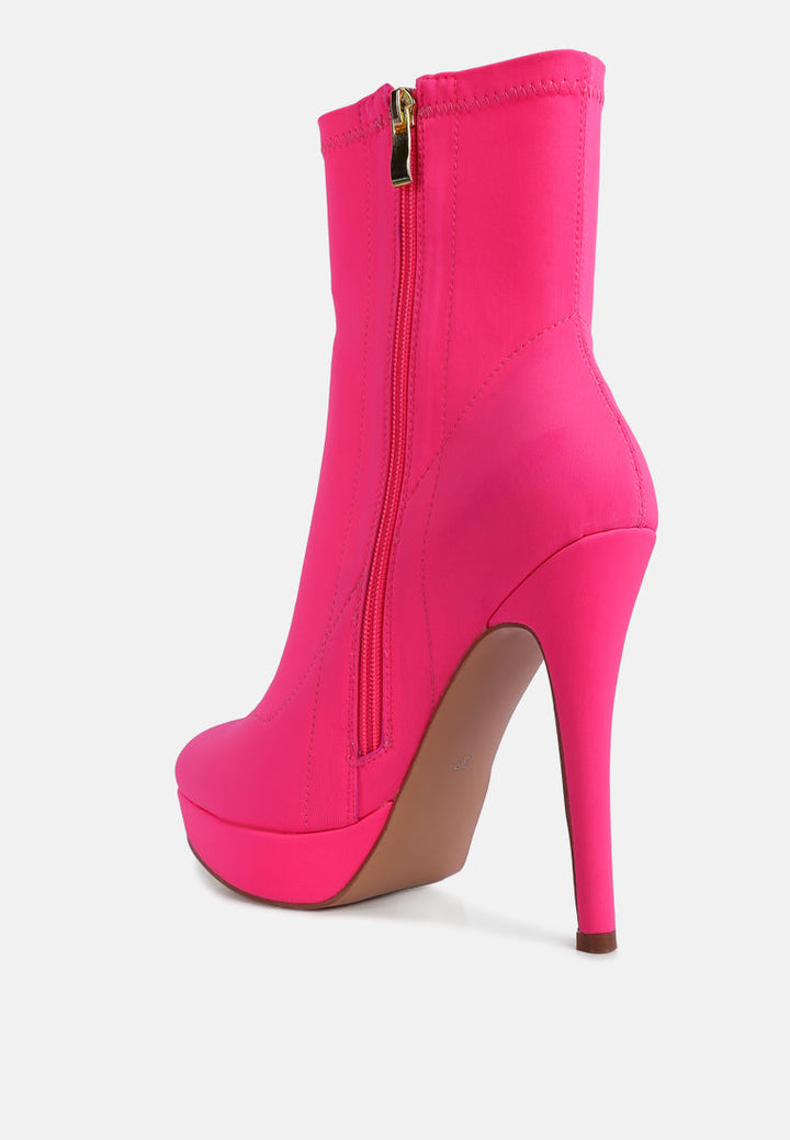 patotie lycra high heel ankle boots by ruw#color_pink