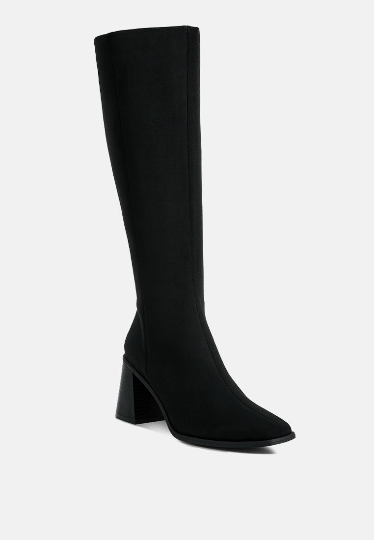 paytin faux leather block heel calf length boots by ruw#color_black