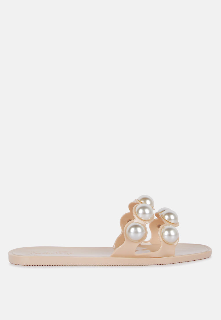 pearla faux pearl detail jelly flats by ruw#color_nude