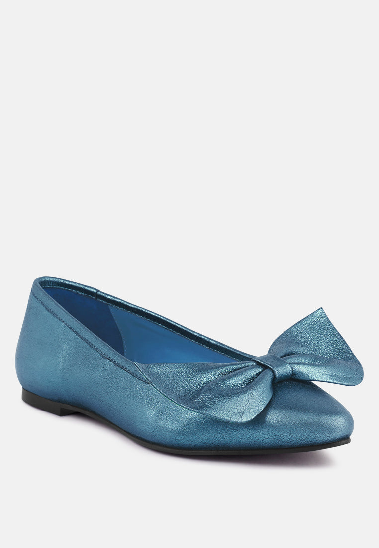 Bailarinas con lazo grande azul metalizado Pie Tribe#color_blue