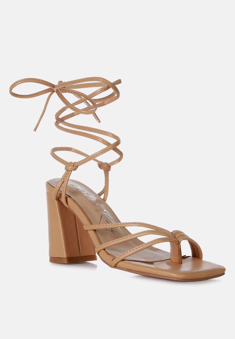piri toe ring tie up block sandals by ruw#color_nude