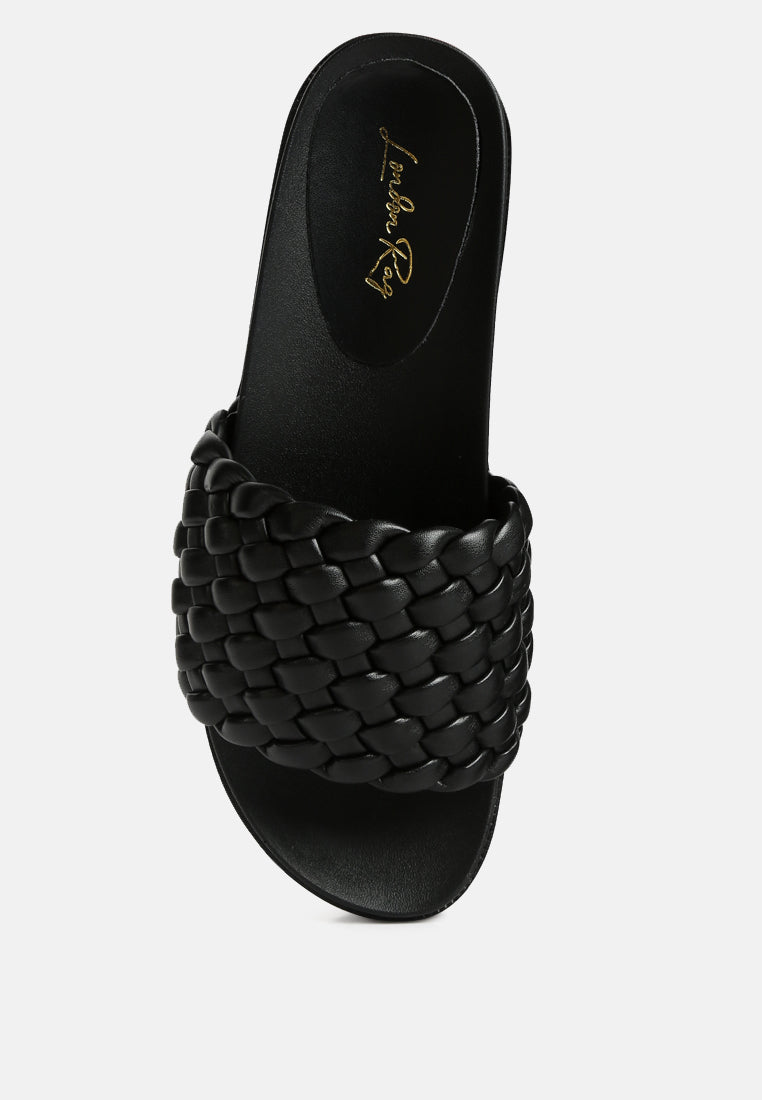 platform slides with woven textured straps by ruw#color_black