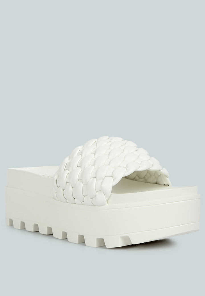 platform slides with woven textured straps by ruw#color_white
