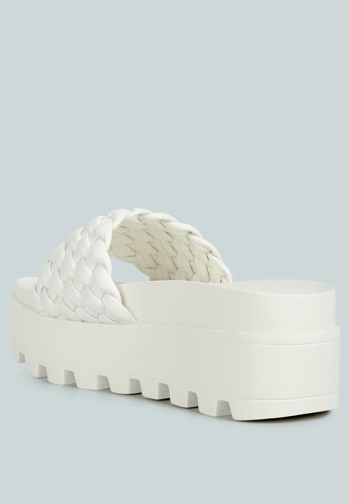 platform slides with woven textured straps by ruw#color_white