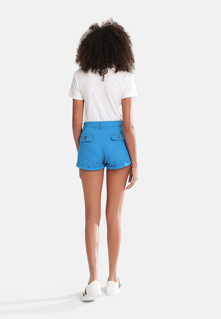 pleated flap pocket shorts by ruw#color_blue