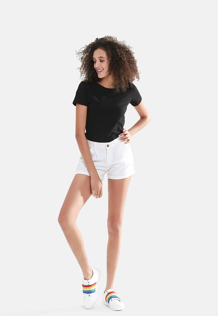 pleated flap pocket shorts by ruw#color_off-white