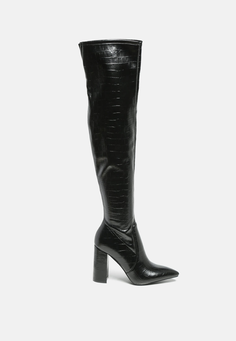 pokey suede over the knee block heeled boots by ruw#color_black