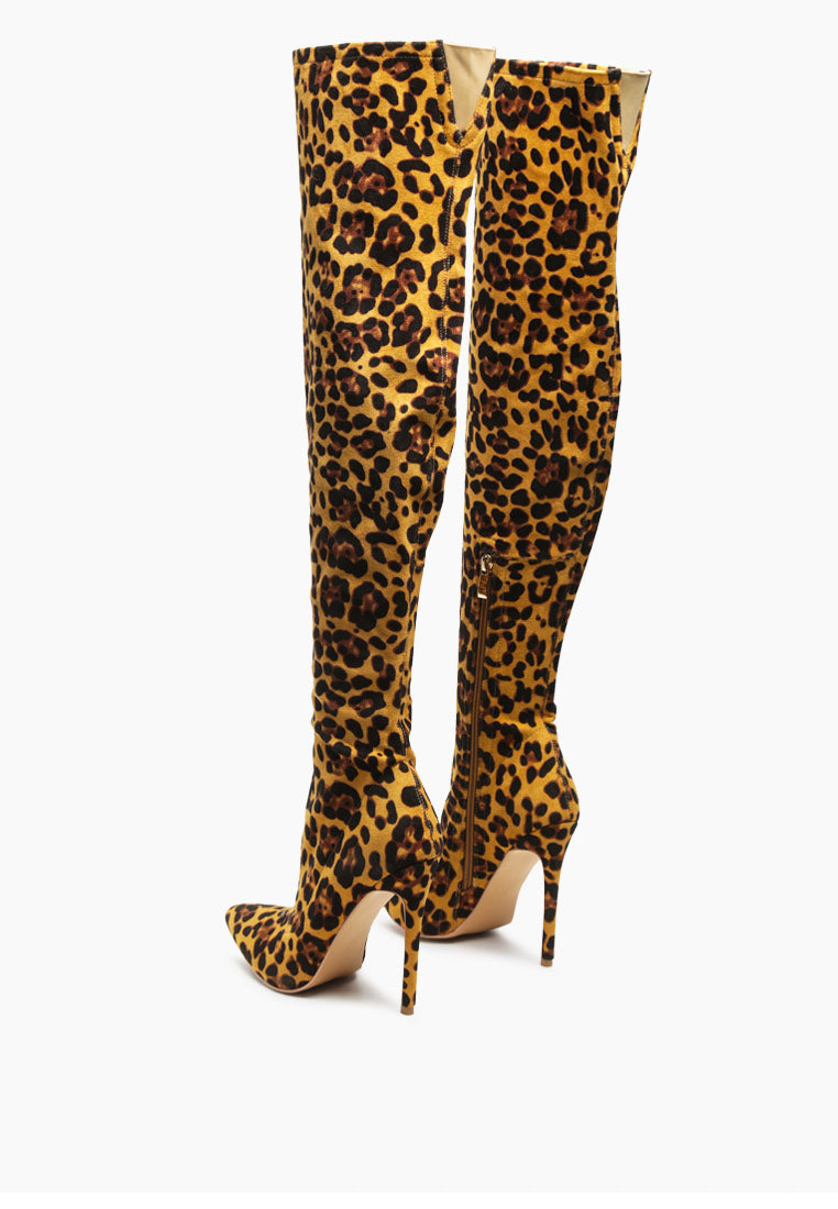 pokey suede over the knee block heeled boots by ruw#color_leopard
