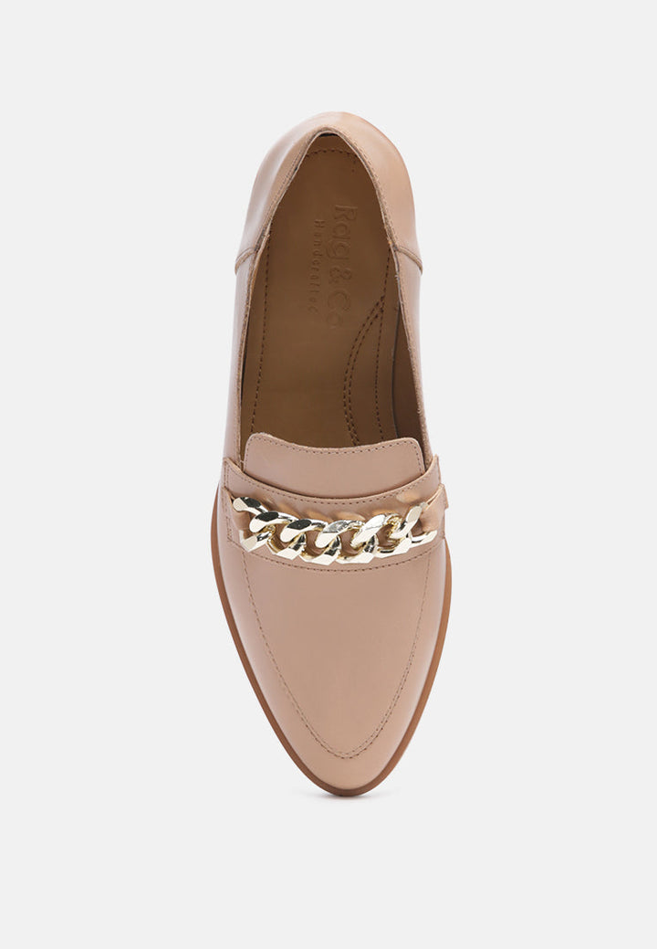 pola leather horsebit loafers by ruw#color_nude
