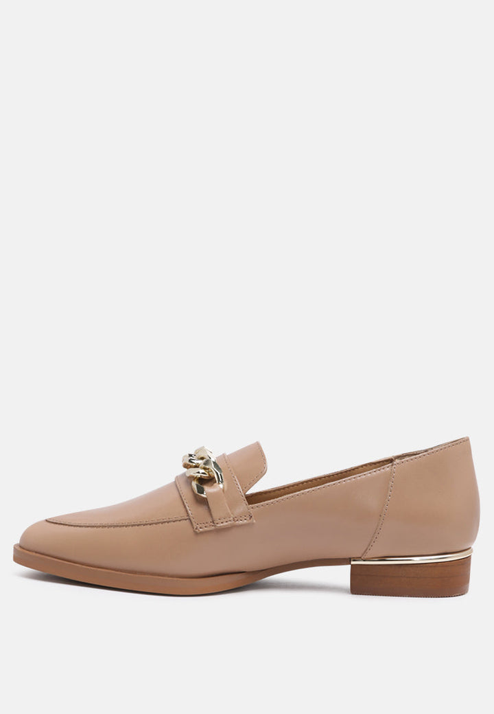 pola leather horsebit loafers by ruw#color_nude