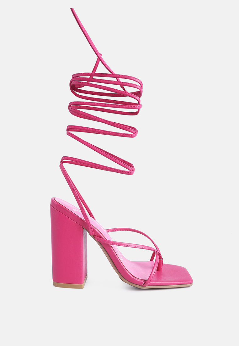 pole dance lace up block heel sandals by ruw#color_fuchsia