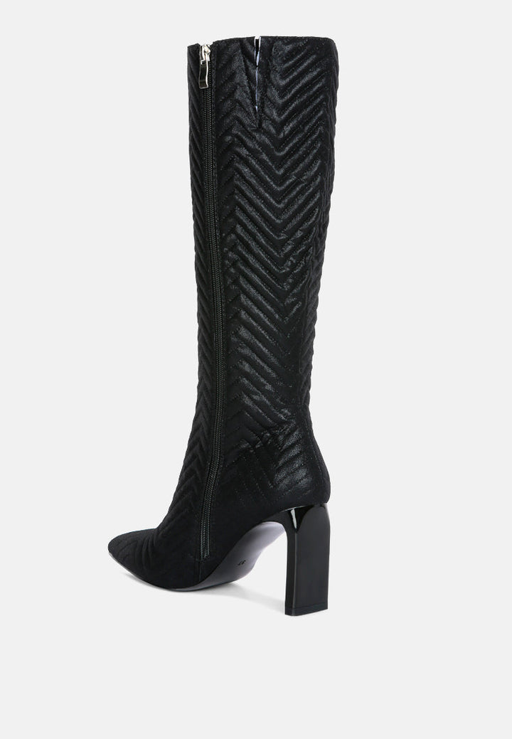prinkles quilted italian block heel calf boots by ruw#color_black