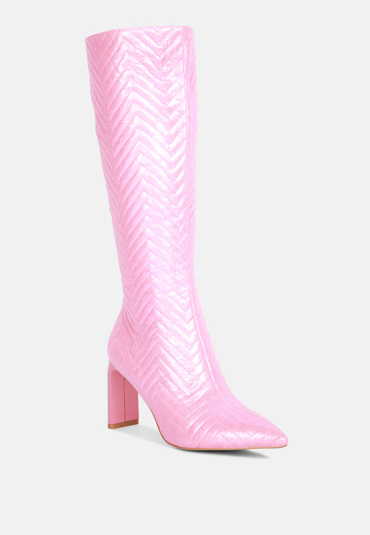 prinkles quilted italian block heel calf boots by ruw#color_pink