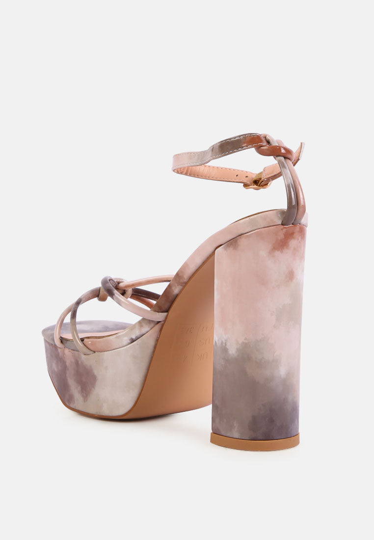 prisma tie-dye high platform heeled sandals by ruw#color_latte