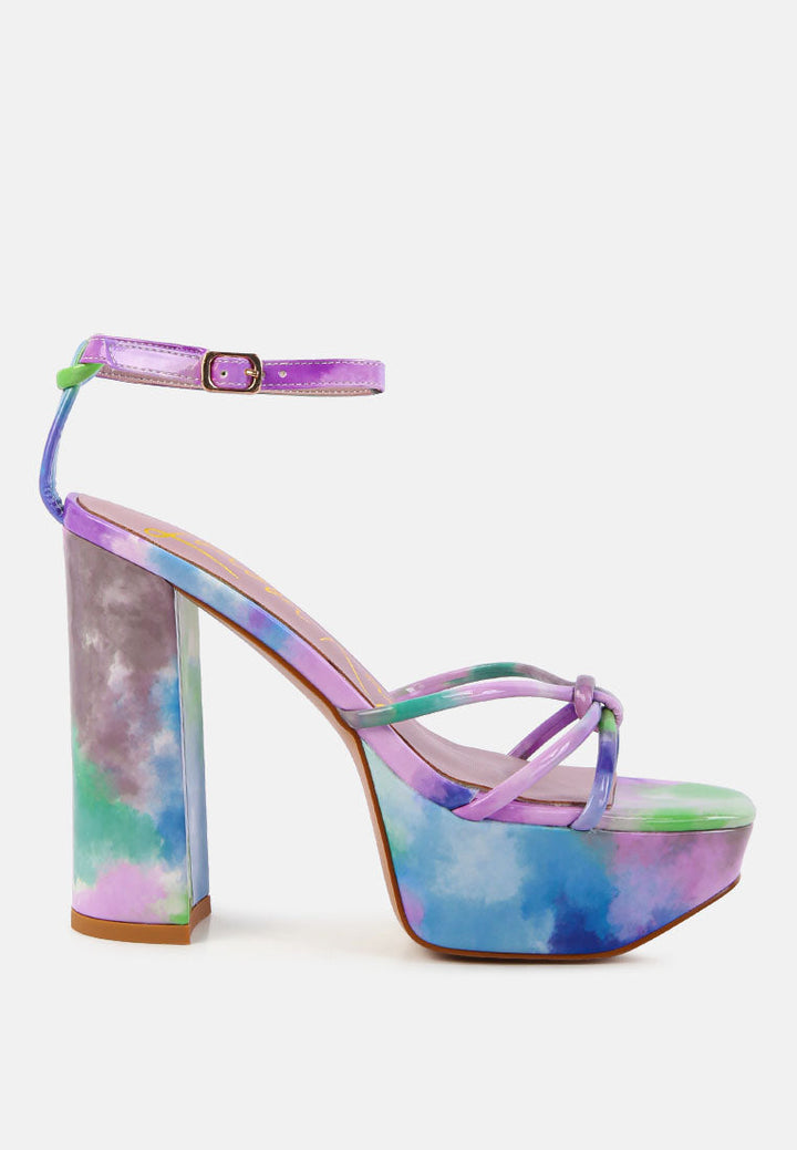 prisma tie-dye high platform heeled sandals by ruw#color_purple