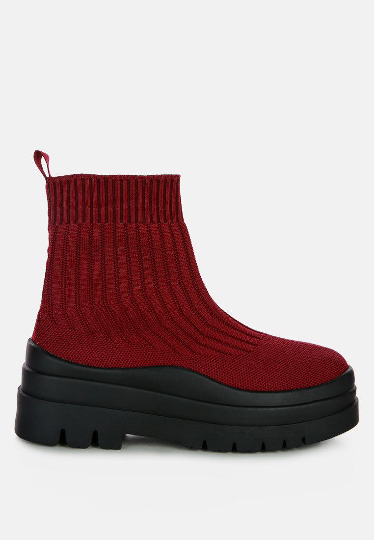 quavo knitted platform chunky boots by ruw#color_burgundy-black