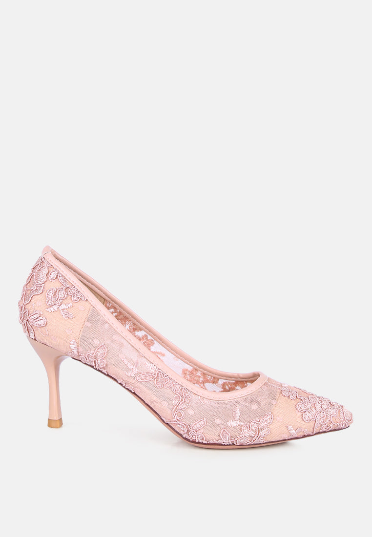 reunion lace mid heel pumps by ruw#color_nude