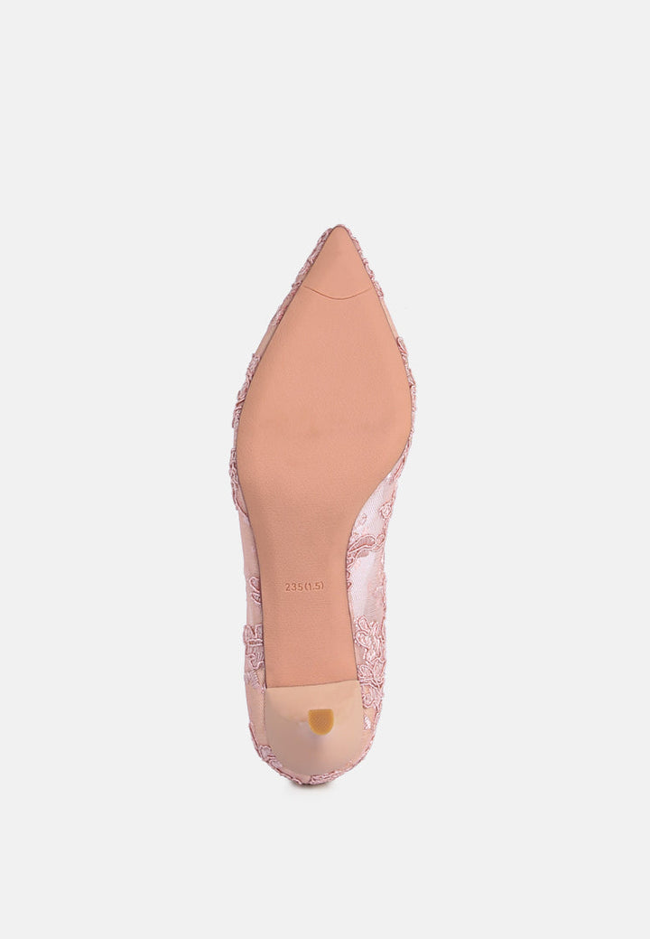 reunion lace mid heel pumps by ruw#color_nude