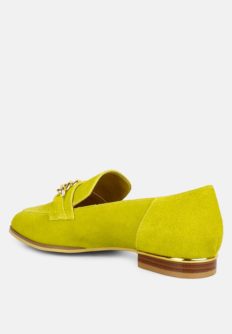 ricka chain embellished loafers by ruw#color_mustard