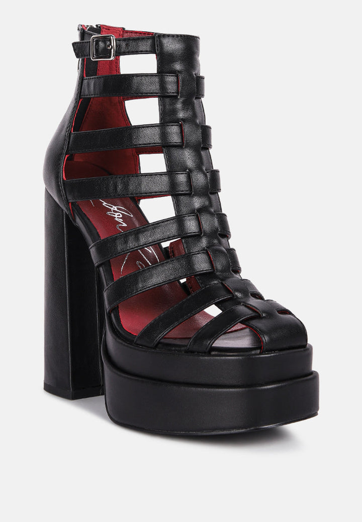 rielle high platform cage boot sandals by ruw#color_black