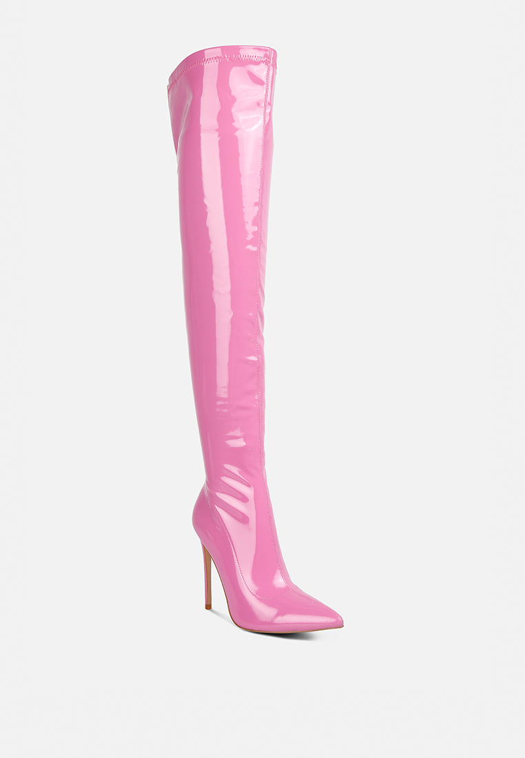 riggle long patent pu high heel boots by ruw#color_pink