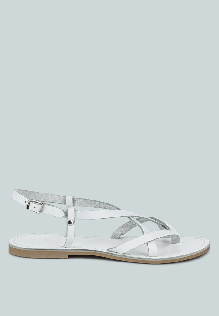 rita strappy flat leather sandals#color_white
