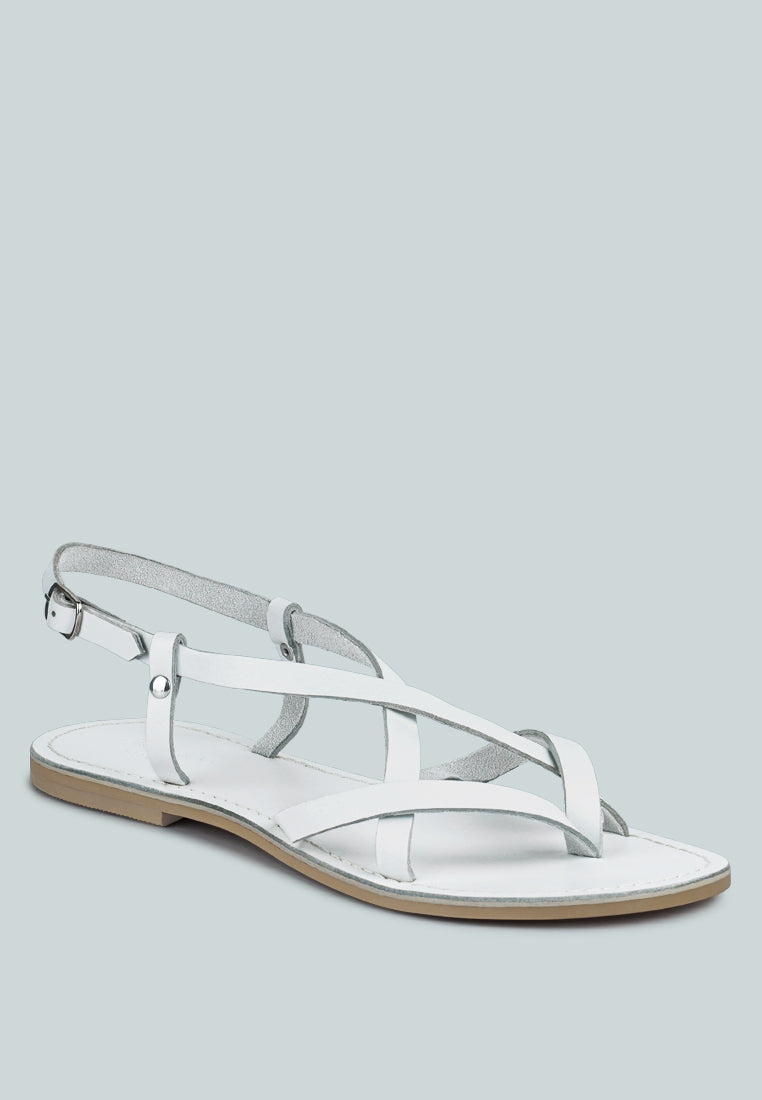 rita strappy flat leather sandals by ruw#color_white