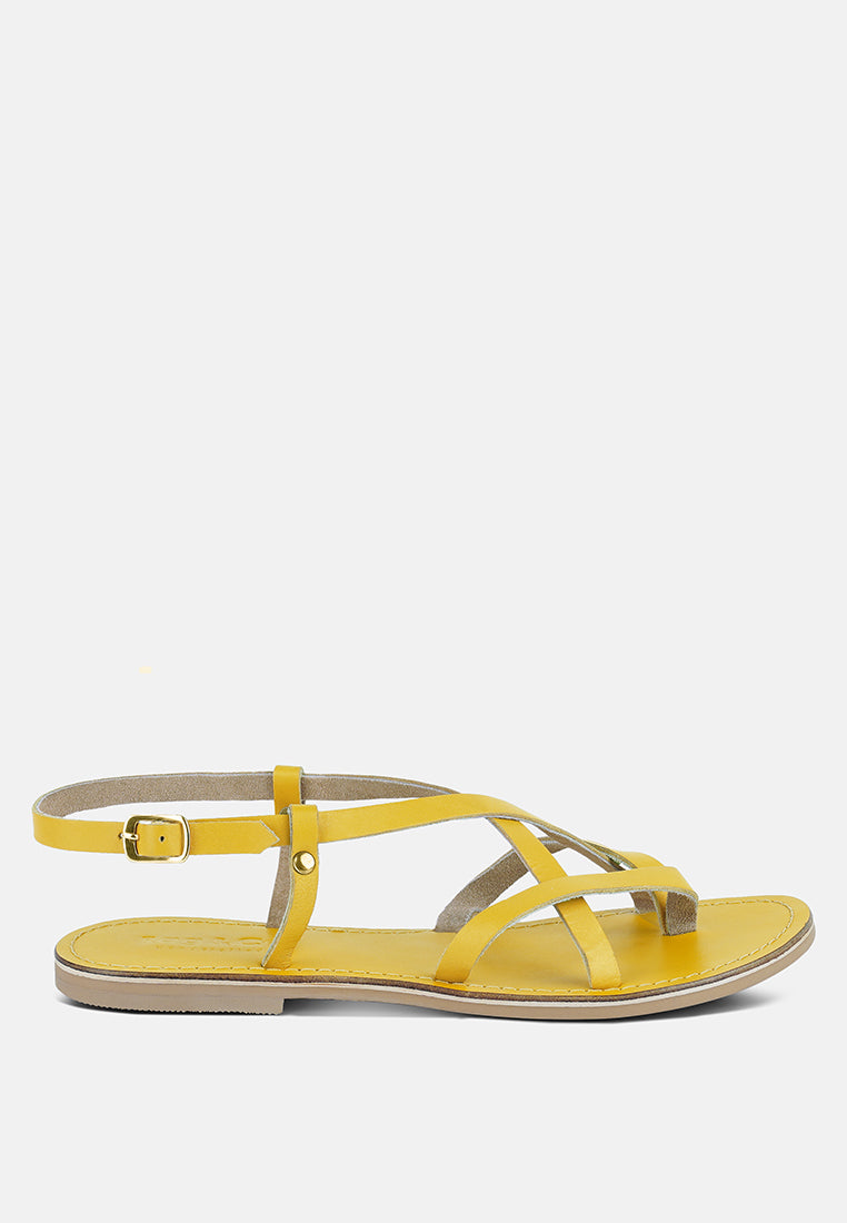 rita strappy flat leather sandals#color_yellow