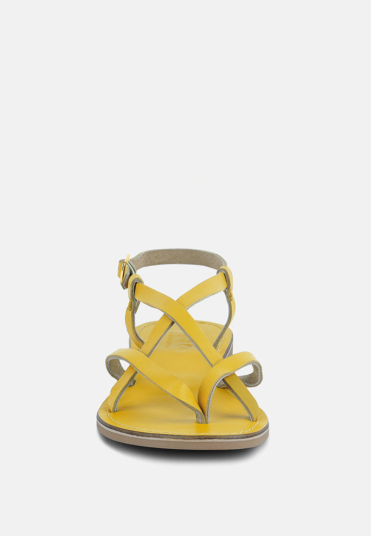 rita strappy flat leather sandals#color_yellow
