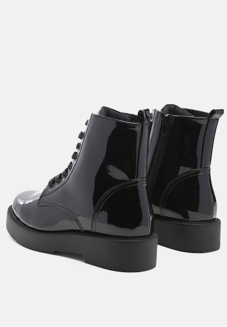 rubble statement pu lace up ankle boots by ruw#color_black
