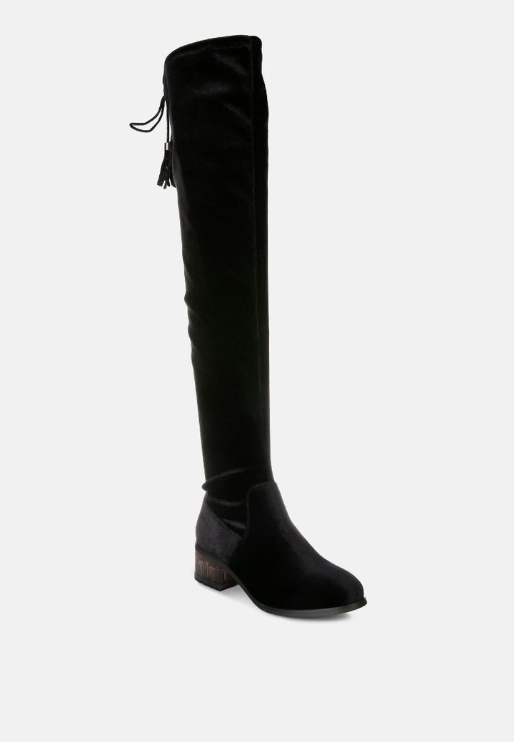 rumple velvet over the knee clear heel boots by ruw#color_black