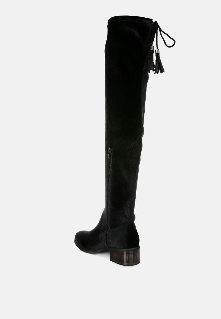 rumple velvet over the knee clear heel boots by ruw#color_black
