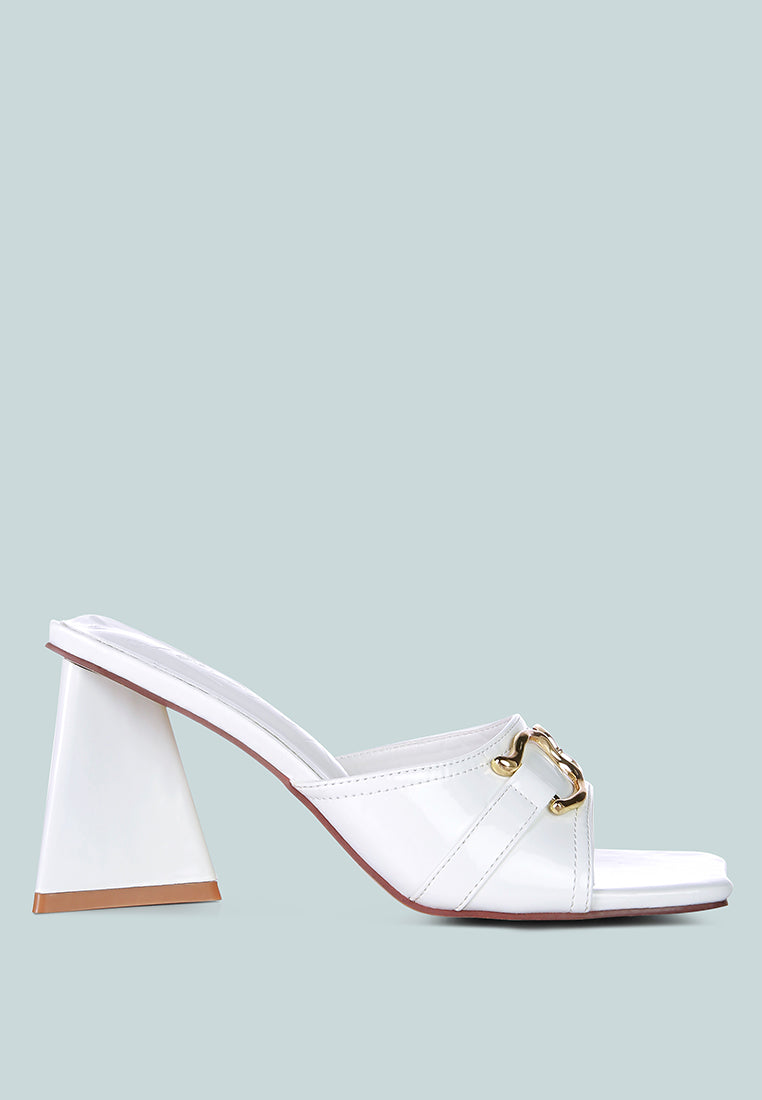 salisbury metal buckle detail slider sandals#color_white