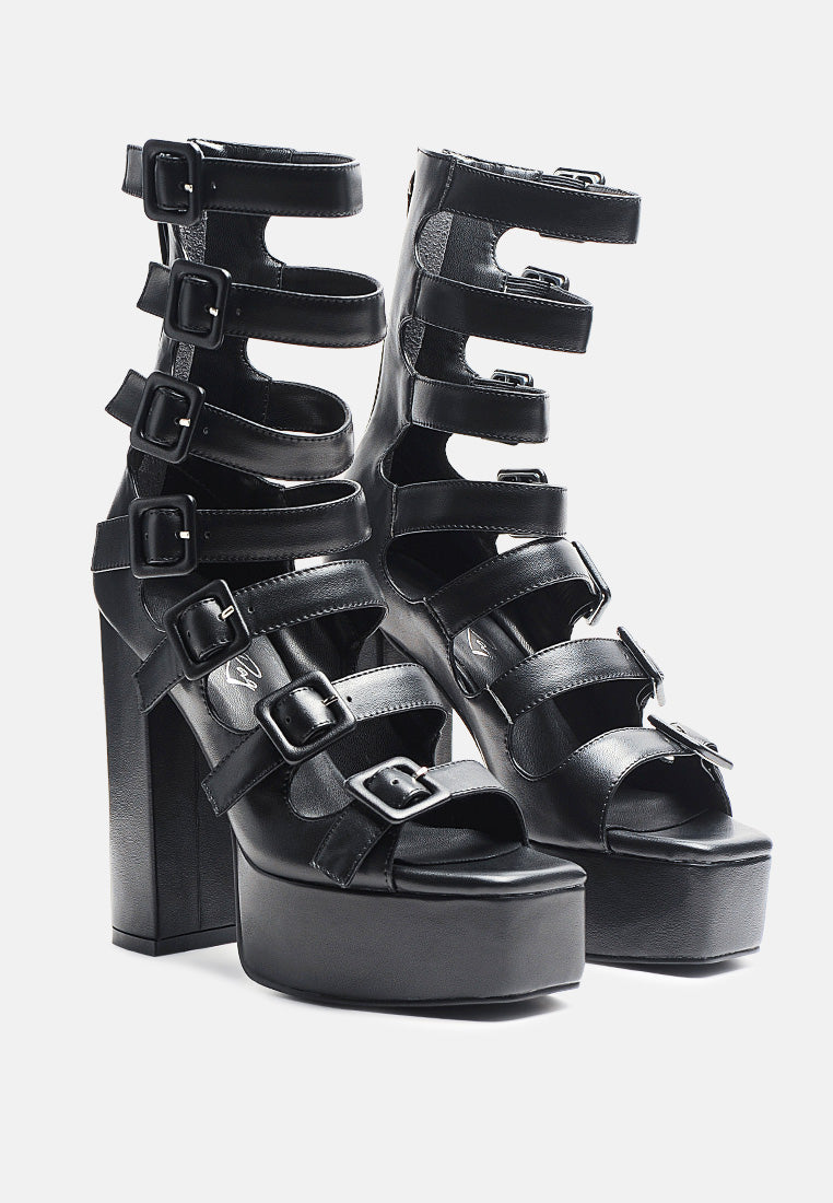 sarouchi caged gladiator platform sandals by ruw#color_black