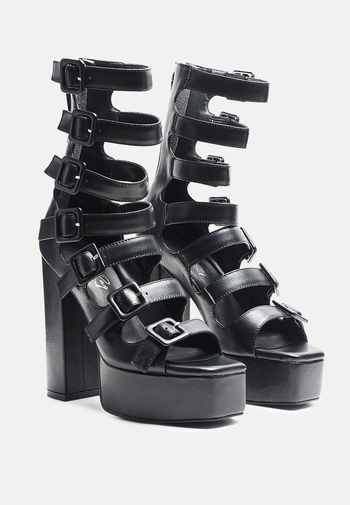 sarouchi caged gladiator platform sandals by ruw#color_black
